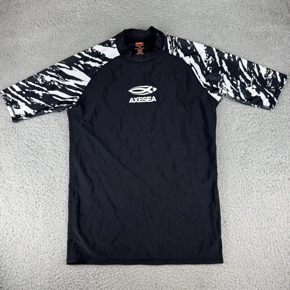 AXESEA Short Sleeve Shirt‎ Solid Sun Protection Rashguard SwimShirt UPF Men's M